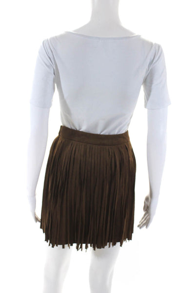 BB Dakota Womens Faux Suede Fringe Unlined Mini Pencil Skirt Brown Size 0