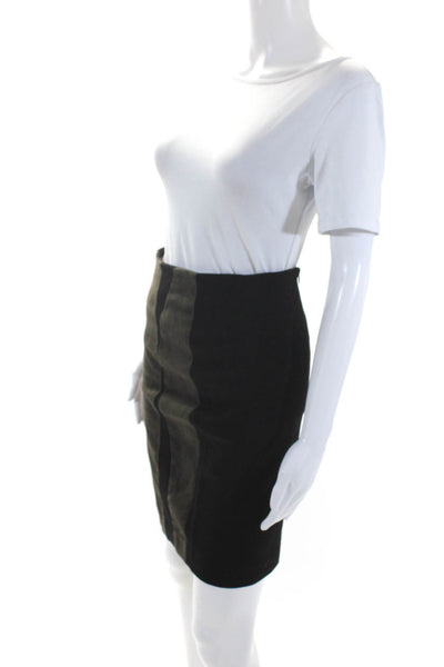 Poleci Womens Suede Panel Ponte Short Pencil Skirt Black Gray Size 0