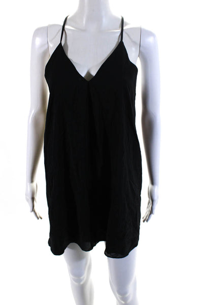 Alice + Olivia Wo9mens Silk V Neck Sleeveless Tank Dress Black Size Extra Small