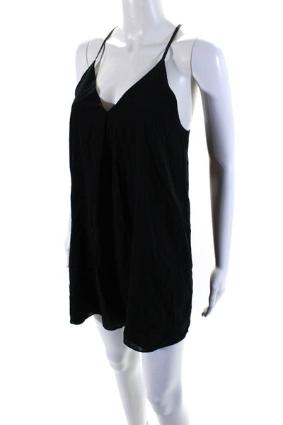 Alice + Olivia Wo9mens Silk V Neck Sleeveless Tank Dress Black Size Extra Small