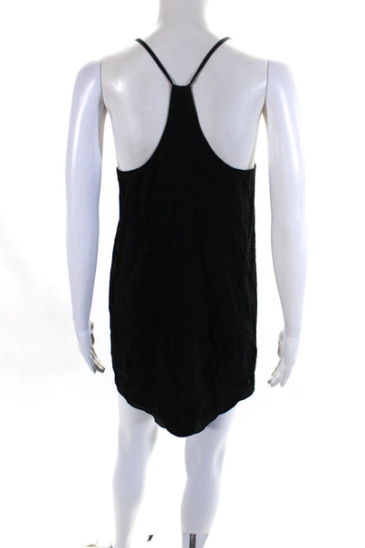 Alice + Olivia Wo9mens Silk V Neck Sleeveless Tank Dress Black Size Extra Small