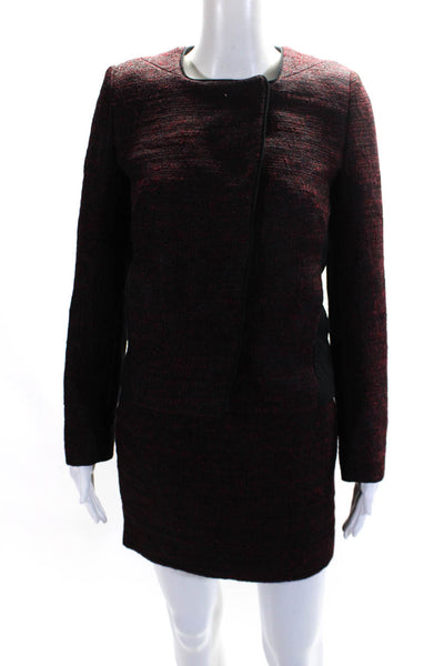 Comptoir Des Cotonniers Womens Tweed Skirt Suit Red Black Size EUR 34/36