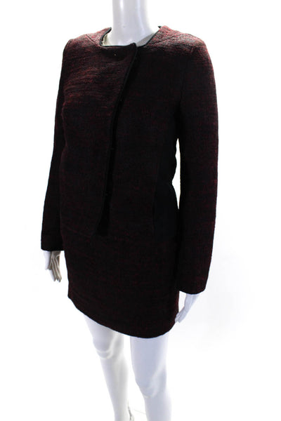 Comptoir Des Cotonniers Womens Tweed Skirt Suit Red Black Size EUR 34/36