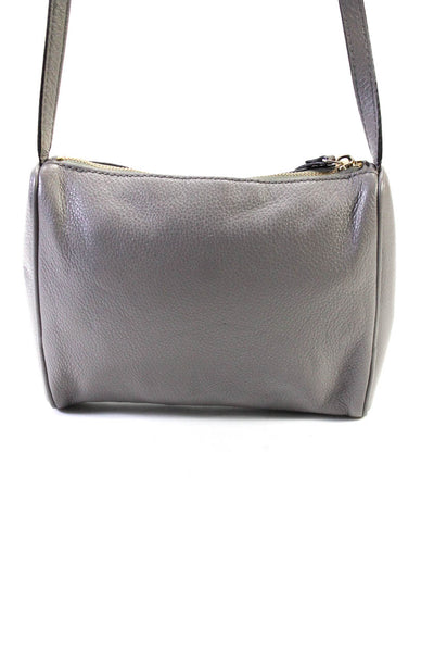 Kate Spade New York Womens Leather Gold Tone Crossbody Shoulder Handbag Gray