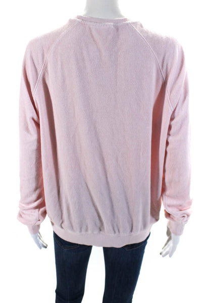 The Upside Womens Crew Neck Terry Embroidered Logo Sweatshirt Pink Size Medium