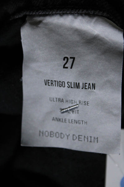 Nobody Denim Womens Vertigo Foldover Waist Slim Leg Jeans Pants Black Size 27