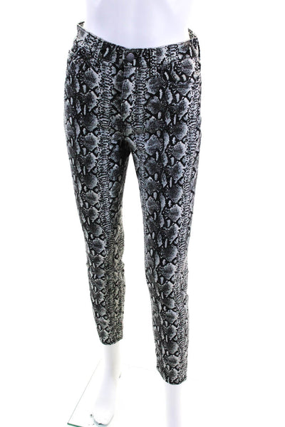 Alice + Olivia Womens Snakeskin Print Mid Rise Skinny Jeans Black Gray Size 25