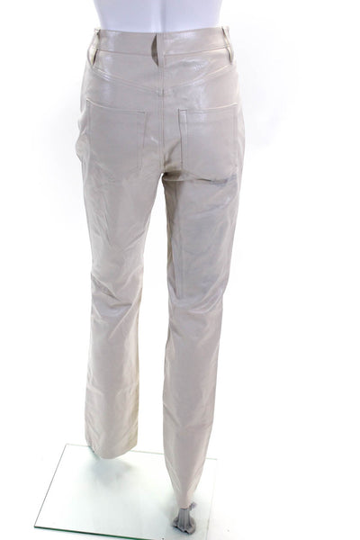 AFRM Womens High Waist Faux Leather Straight Leg Pants Jeans Beige Size 24