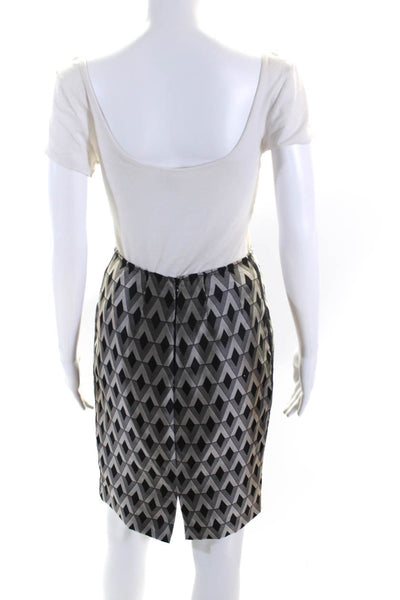 Lafayette 148 New York Womens Geometric Jacquard Pencil Skirt Black Gray Size 2