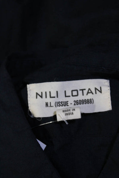 Nili Lotan Womens Cotton Long Sleeve Button Down Collared Shirt Navy Size XS