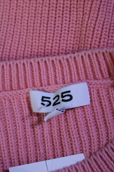 525 Womens Cotton Long Sleeve Crewneck Pullover Ribbed Knit Sweater Pink Size S