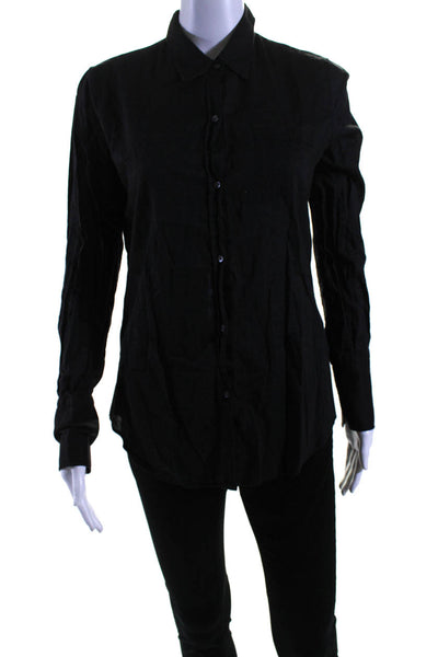 Nili Lotan Womens Cotton Long Sleeve Button Down Collared Shirt Black Size S