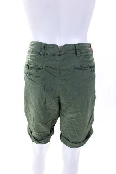 DA Nang Womens Rolled Pleated Front Mid Rise Shorts Green Size Medium