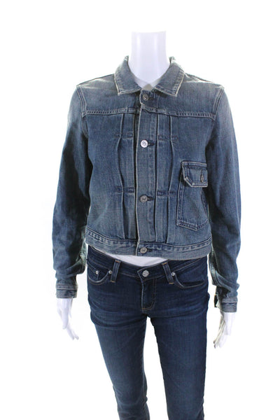 Citizens of Humanity Womens Blue Cotton Long Sleeve Denim Jacket Size S