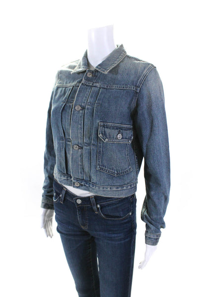 Citizens of Humanity Womens Blue Cotton Long Sleeve Denim Jacket Size S
