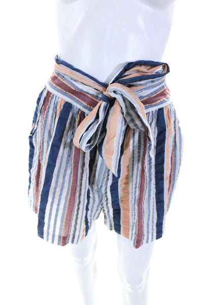 Ulla Johnson Womens Multicolor Striped Belt Cotton High Rise Shorts Size 6