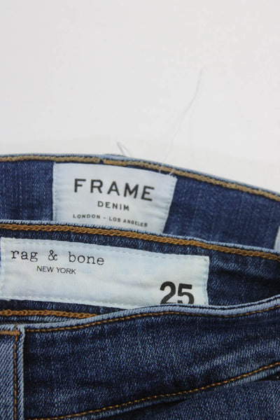 Rag & Bone Frame Womens Blue Medium Wash Distress Skinny Jeans Size 25 26 lot 2