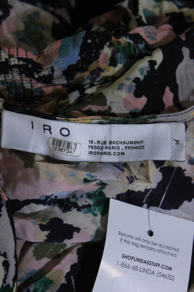 IRO Womens Abstract Print V-Neck Long Sleeve Mini Wrap Dress Multicolor Size 34