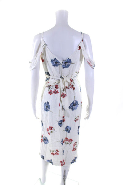 Bardot Womens Floral Print V-Neck Sleeveless Zip Up Midi Dress White Size S