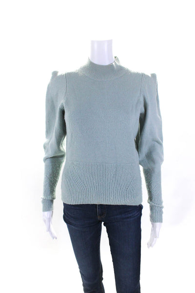 Joie Womens Wool Knit High Neck Long Sleeve Pullover Sweater Top Blue Size XS