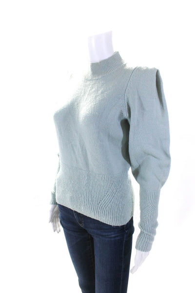 Joie Womens Wool Knit High Neck Long Sleeve Pullover Sweater Top Blue Size XS