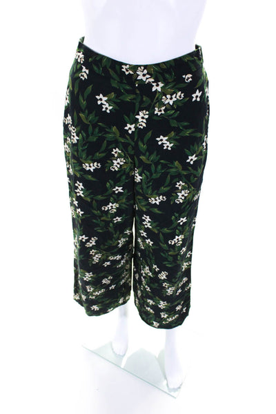 Marine Layer Womens Short Sleeve Floral Crop Top Pants Set Black Green Size XS