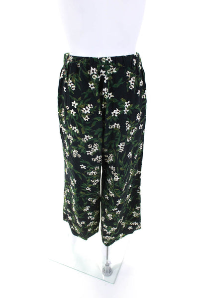 Marine Layer Womens Short Sleeve Floral Crop Top Pants Set Black Green Size XS