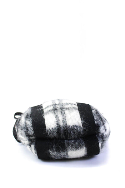 Mulen Womens Fluffy Knit Plaid Top Handle Shoulder Bag Handbag Black