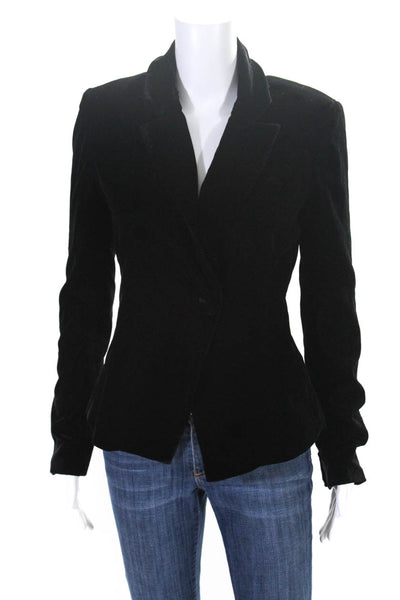 Bardot Womens Velvet Notch Collar Double Breasted Button Up Blazer Black Size XS