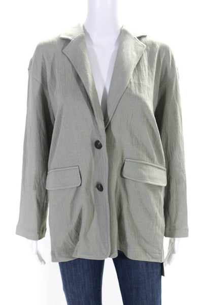 Madewell Womens Two Button Notched Lapel Blazer Jacket Green Cotton Size XS
