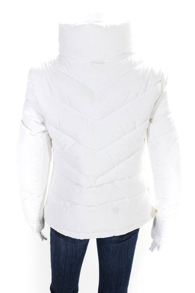 Blanc Noir Womens Front Zip Mock Neck Down Quilted Puffer Jacket White Medium