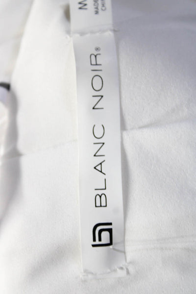 Blanc Noir Womens Front Zip Mock Neck Down Quilted Puffer Jacket White Medium
