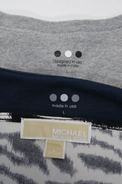 Three Dots Michael Michael Kors Womens 3/4 Sleeve Tops Blue White Large Lot 3