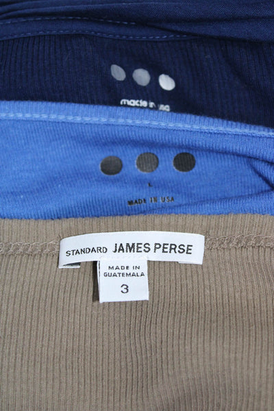 Standard James Perse Three Dots Womens Knit Shirts Blue Brown Size 3 Large Lot 3