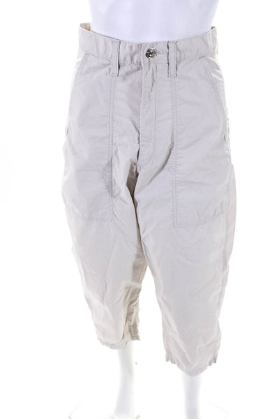 Edwin Womens Cotton High-Rise Straight Leg Mid-Calf Capri Trousers White Size 25