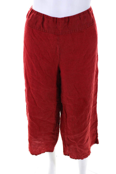 Eileen Fisher Womens Side Zip Mid Rise Wide Leg Pedal Pushers Pants Red Size M