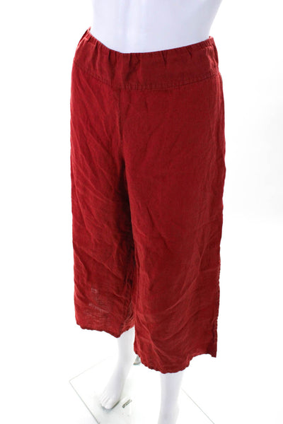 Eileen Fisher Womens Side Zip Mid Rise Wide Leg Pedal Pushers Pants Red Size M