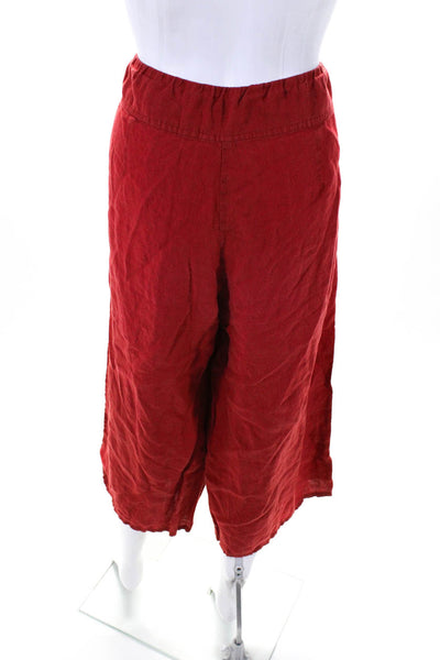 Eileen Fisher Womens Side Zip Mid Rise Wide Leg Pedal Pushers Pants Red Size M