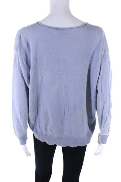 Eileen Fisher Womens Cotton Knit Long Sleeve V-Neck Shirt Top Light Blue Size XS
