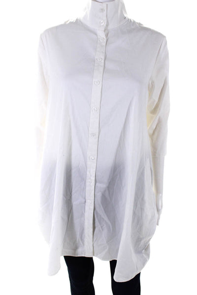 Stella Carakasi Womens Cotton 3/4 Sleeve Button Down Tunic Shirt White Size XS