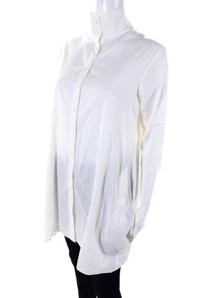 Stella Carakasi Womens Cotton 3/4 Sleeve Button Down Tunic Shirt White Size XS