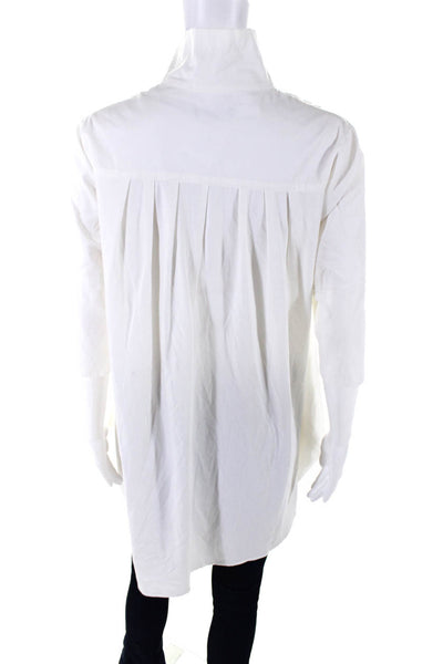 Stella Carakasi Womens Cotton 3/4 Sleeve Button Down Tunic Shirt White Size XS