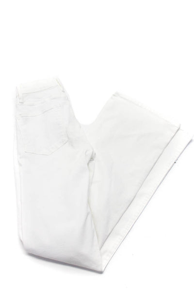 Frame Womens Cotton Buttoned Le High Flare Leg Zipped Pants White Size EUR25