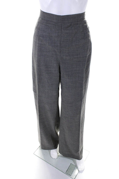 Rena Lange Womenes Flat Front Hook Closure High-Rise Wide Leg Pants Gray Size 14