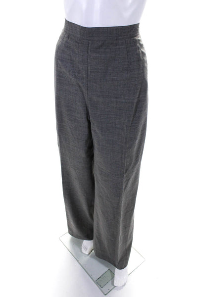 Rena Lange Womenes Flat Front Hook Closure High-Rise Wide Leg Pants Gray Size 14