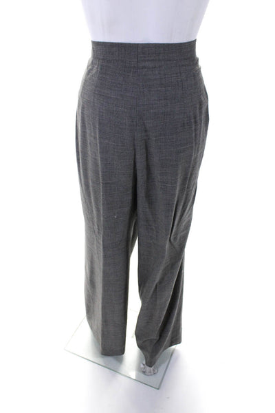 Rena Lange Womenes Flat Front Hook Closure High-Rise Wide Leg Pants Gray Size 14