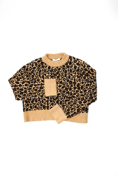 Zara Womens Leopard Knit Sweaters Gauze Pants Orange Brown Black Small Lot 3