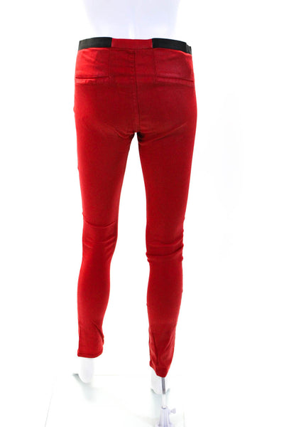 Helmut Lang Womens Denim Elastic Waist Low-Rise Skinny Jeans Red Size 27