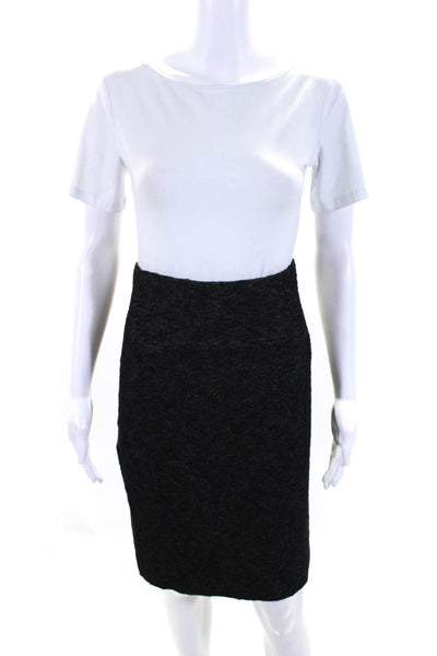 Theory Womens Lined Cotton Blend Zip Up Straight Pencil Skirt Black Size 2