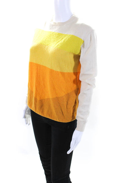 Stella McCartney Womens Cashmere Striped Pullover Sweater Top Orange Size 36